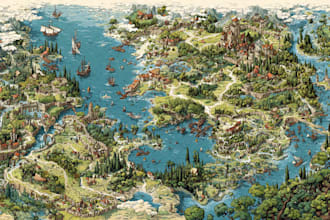 illustrate medieval fantasy and sci fi maps
