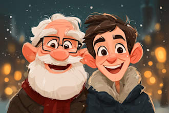 do custom christmas caricature for corporate team or family