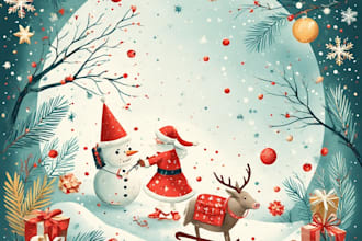 unique festive holiday christmas design illustration