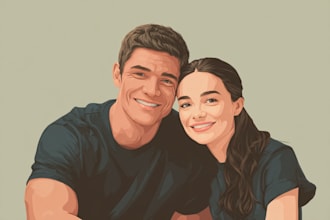 draw a cute portrait for couples or family