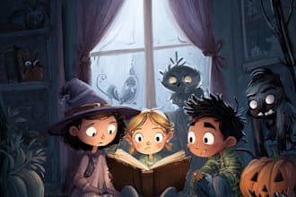 create a children book illustration for comic and fairytale