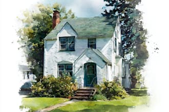 draw house and building photo into watercolor art