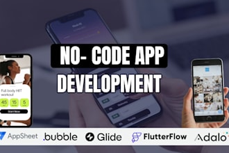 build adalo bubble io softr glide flutterflow no code appsheet mobile app expert