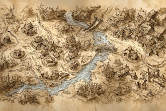 map illustration hand drawn map fantasy