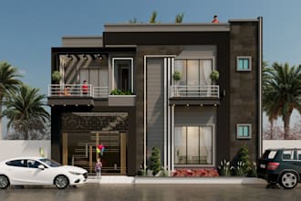 design 3d model interior exterior elevation house render animation walkthrough