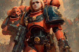 create epic custom warhammer 40k inspired character fan art