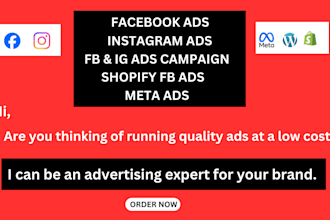 run shopify fb ads, instagram ads, fb ads campaigns for more sales