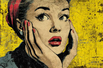 draw vintage illustration, distressed retro or comic art