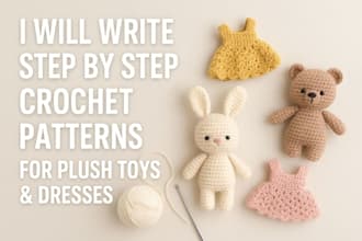 write step by step crochet pattern for plush toys dresses for etsy  kajabi store