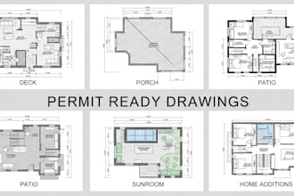 architectural floor plans for deck, porch, patio, sunroom, permit ready drawings
