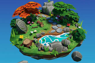 design high quality low poly environments plus game assets