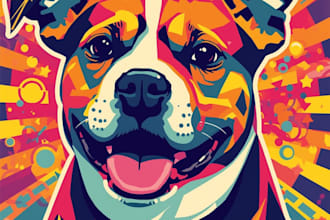 draw dog cat pet pop art and any animal portrait
