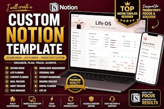 create a custom notion template, planner, second brain and productivity system
