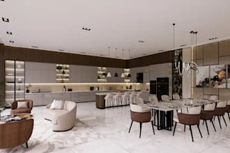 remodel 3d modern apartment interior, open kitchen layout, 2d to 3d floor plan