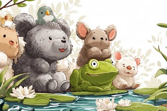 draw cute cartoon or animal illustration