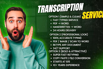 do fast typing, retyping, PDF to word and handwritten typing work