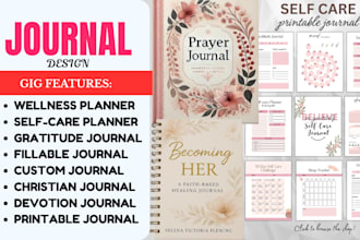 design custom digital journal fillable planner etsy canva journal kdp workbook
