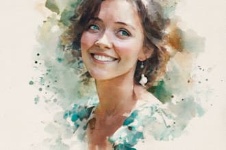 create handmade watercolor portrait illustration for you