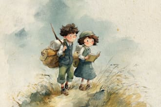 draw whimsical watercolor art for kids books,  and amazon KDP