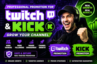 promote  your twitch and kick channel for organic growth