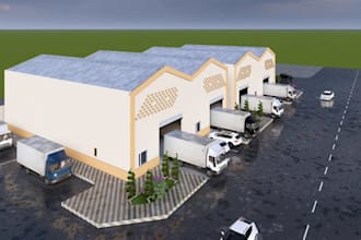 restructure 3d warehouse exterior,workshop,distribution center,industrial render