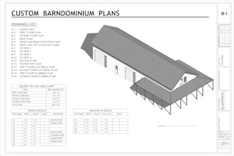 draw barndominium blueprints, custom design of pole barn house architect renders