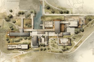 draw a map of the site plan, office, collage, school