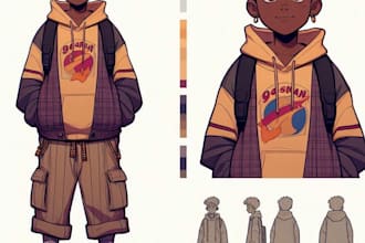 draw character design reference sheet