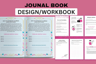 do canva ebook journal design, digital planner, workbook, notebook, fillable pdf