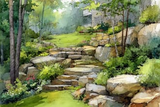 make watercolor landscape design
