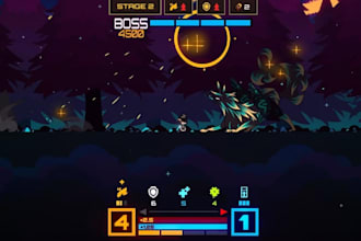 build 2d 3d unity, mini island game, boss rush game, settings screen, ui mockup