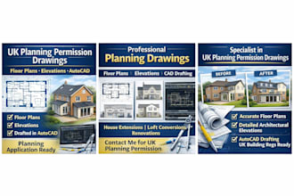 draw house extension floor plans and UK planning permission drawings