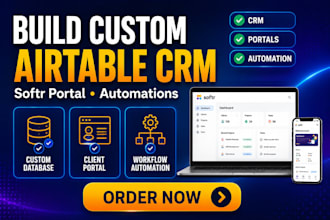 build a custom airtable database with softr web app CRM and automation