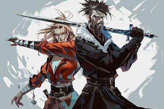 draw your dnd, anime character with action or fighting pose