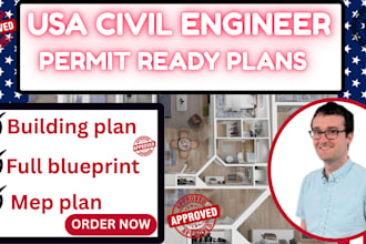 construction permit, set city permit ,full blueprint, structural plan, site plan