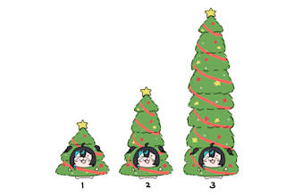 your character or vtuber in cute christmas tree