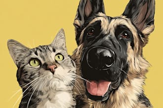 cartoon style family portrait