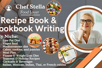 write, design cook book, recipe book, cookbook formatting, ebook writer, baking