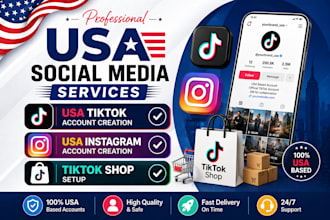 create USA tiktok account, instagram account for you