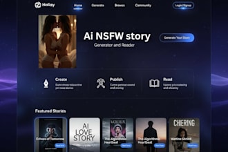 create ai nsfw story generator app, ai story reader app and website
