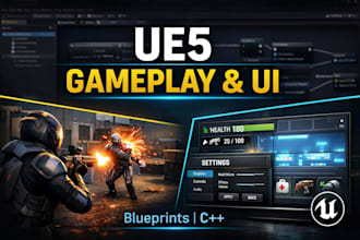 program ue5 gameplay systems and UI using blueprints