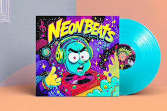 design cartoon album cover, mixtape or single cover art