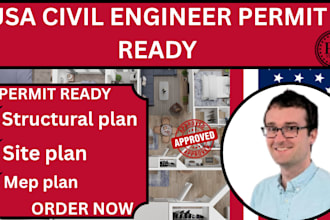 do civil engineering permit, full blueprint, site plan, mep plan , USA approved