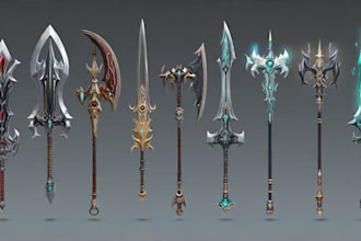 high quality weapon concept art for gaming and more