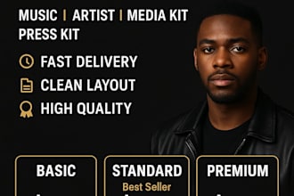 design a professional epk, music epk, artist epk, media kit, press kit with fast