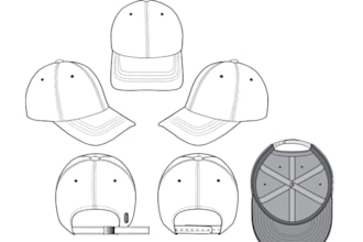 creat tech pack, and hat bag sanp cap, tech pack cap and technical drawing