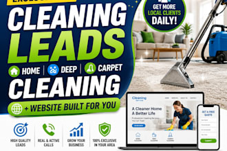 generate home cleaning deep cleaning carpet cleaning leads and build a website