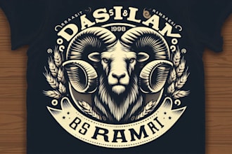 do a unique vintage ram logo with t shirt design