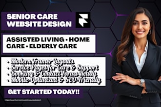 design assisted living, home care, senior care elderly care, framer website