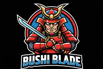 do a samurai mascot logo with t shirt design